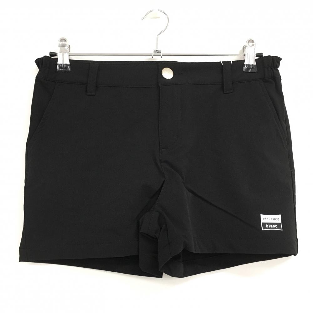 【新品】エフィカスブラン ショートパンツ 黒 シリコンロゴワッペン レディース L ゴルフウェア efficace