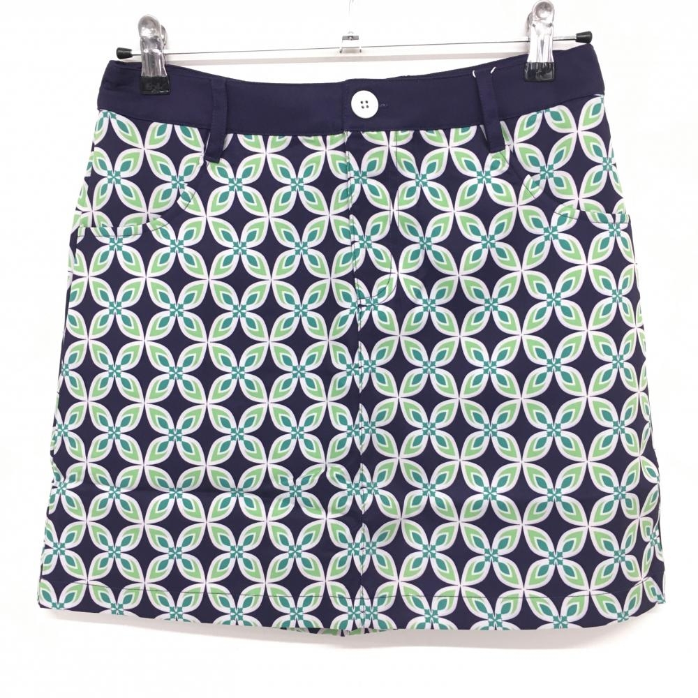 【新品】エフィカス スカート パープル×グリーン 花柄 内側インナーパンツ カレイドスコープ レディース L ゴルフウェア efficace