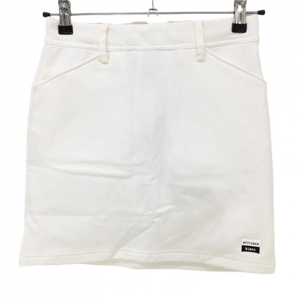 【新品】エフィカスブラン 裏起毛スカート 白 サイドロゴ シリコンワッペン レディース S ゴルフウェア efficace