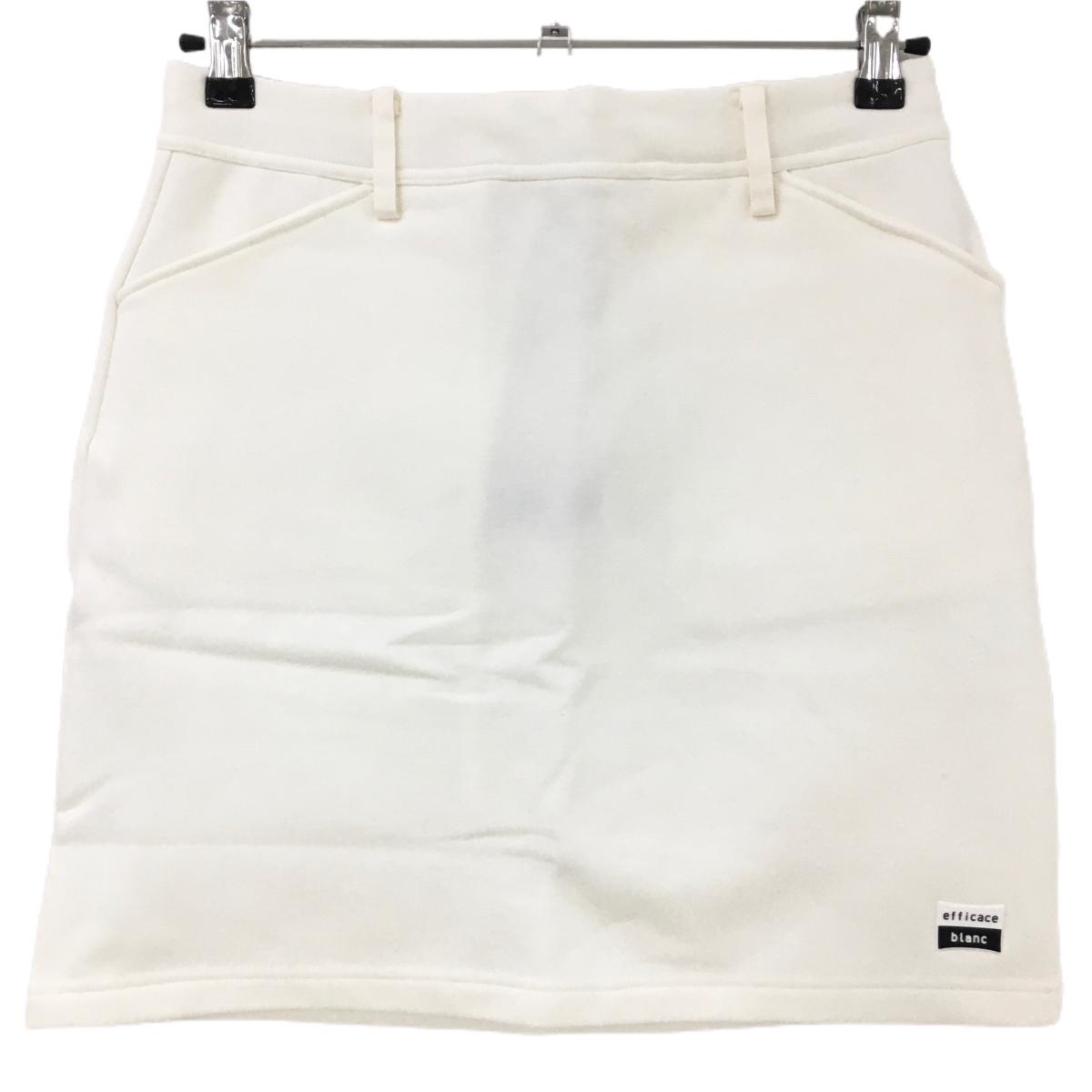 【新品】エフィカスブラン 裏起毛スカート 白 サイドロゴ シリコンワッペン レディース L ゴルフウェア efficace