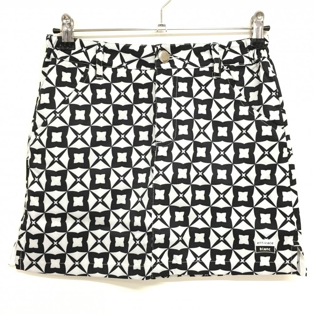 【新品】エフィカスブラン スカート 白×黒 総柄 内側インナーパンツ レディース S ゴルフウェア efficace