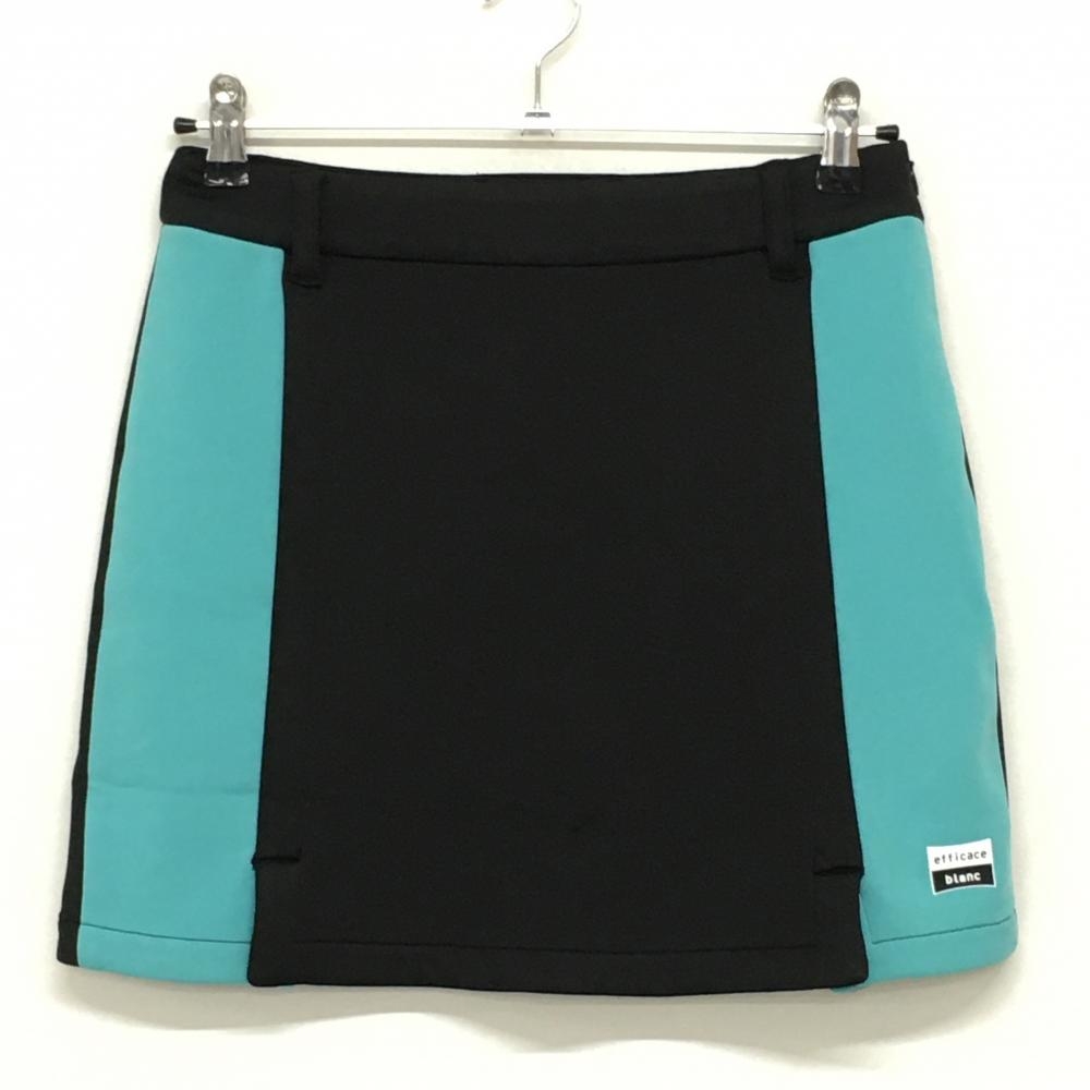 【新品】エフィカスブラン ストレッチスカート 黒×ライトブルー 裏起毛 内側インナーパンツ レディース M ゴルフウェア efficace