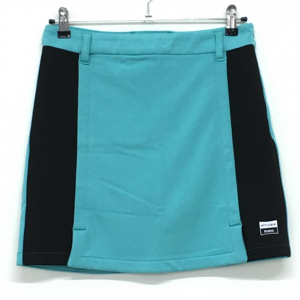 【新品】エフィカスブラン ストレッチスカート ライトブルー×黒 裏起毛 内側インナーパンツ レディース L ゴルフウェア efficace