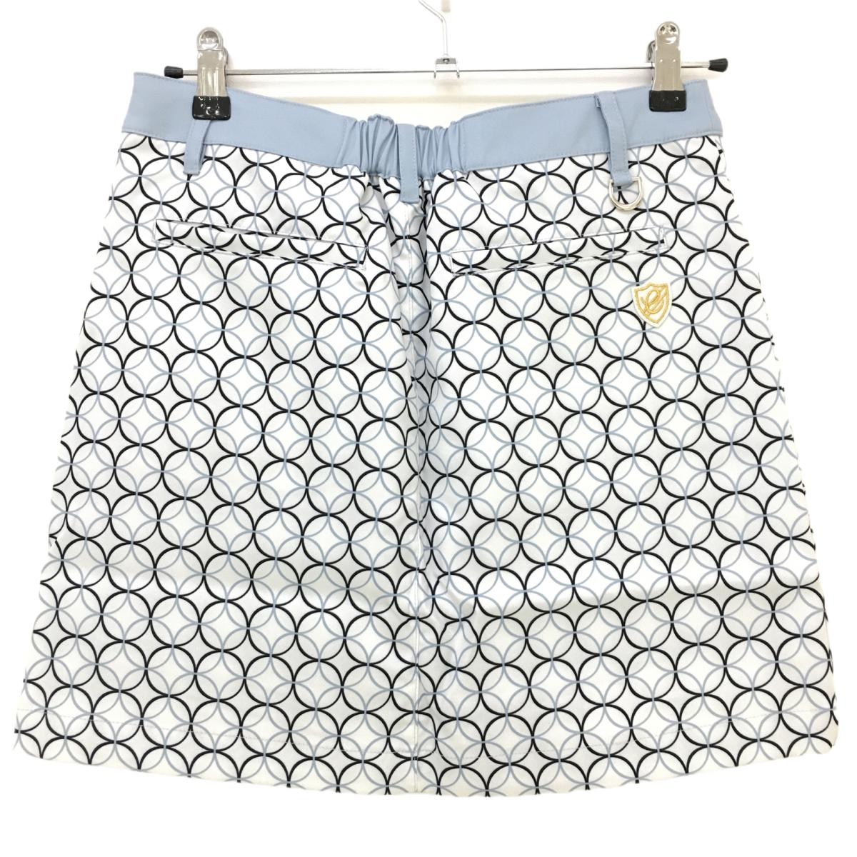 【新品】エフィカス スカート 白×ライトグレー 総柄 内側インナーパンツ  レディース L ゴルフウェア efficace