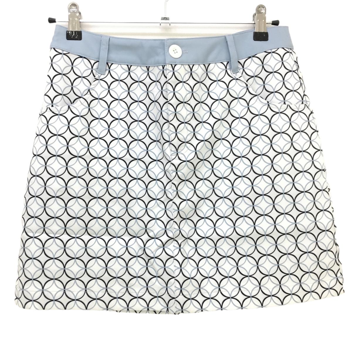 【新品】エフィカス スカート 白×ライトグレー 総柄 内側インナーパンツ  レディース L ゴルフウェア efficace