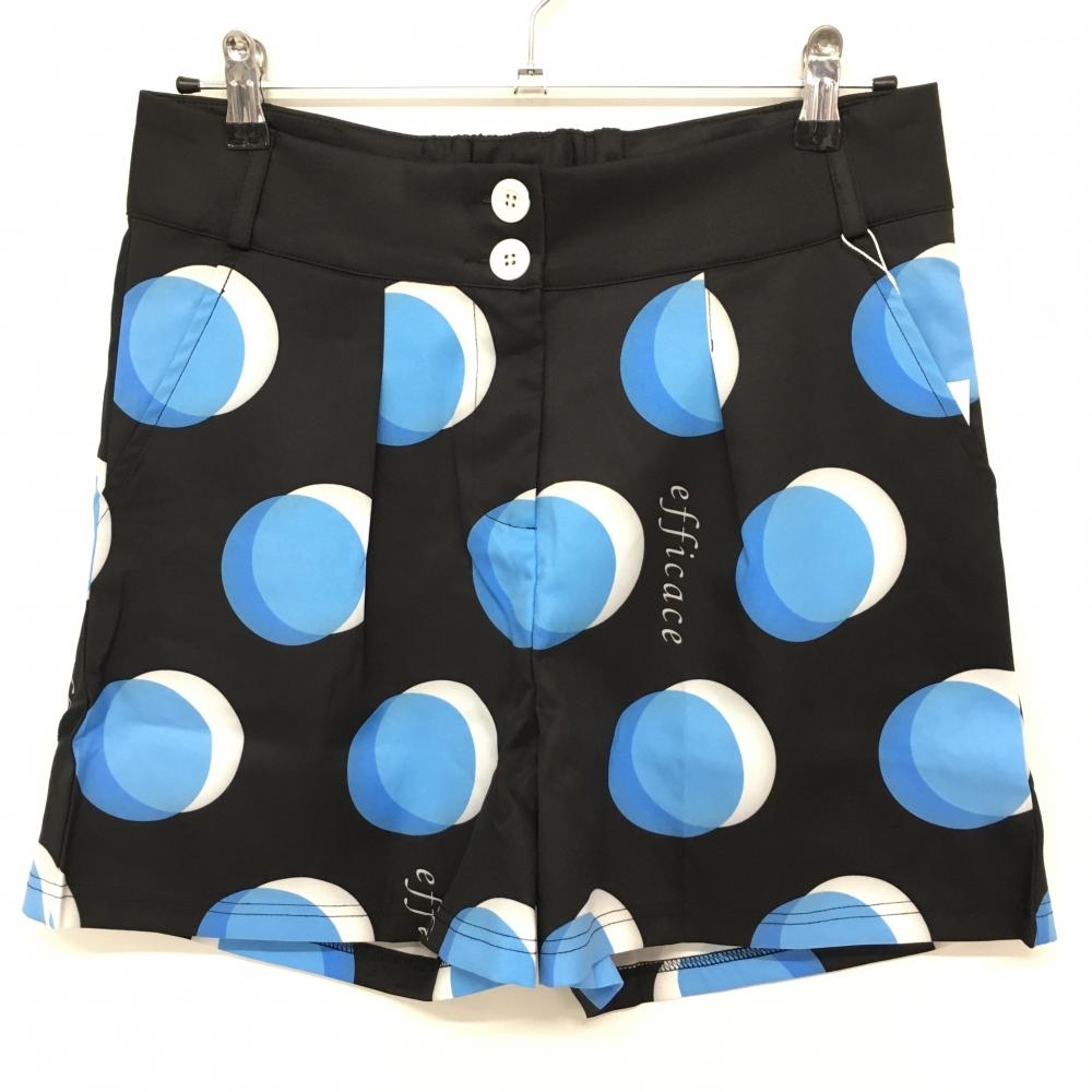 【新品】エフィカス キュロットスカート 黒×ライトブルー ドット調  レディース LL ゴルフウェア efficace