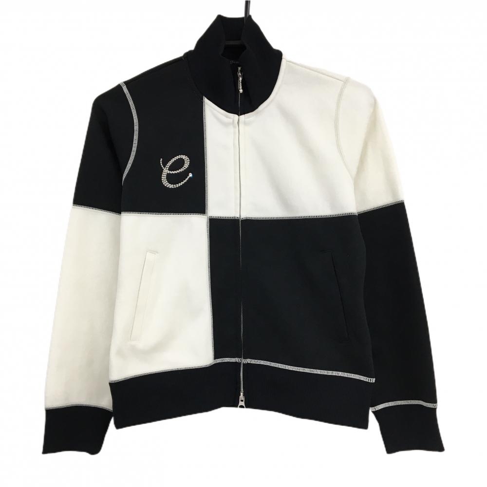 エフィカス ジャケットブルゾン 黒×白 バイカラー レディース 1(S) ゴルフウェア efficace