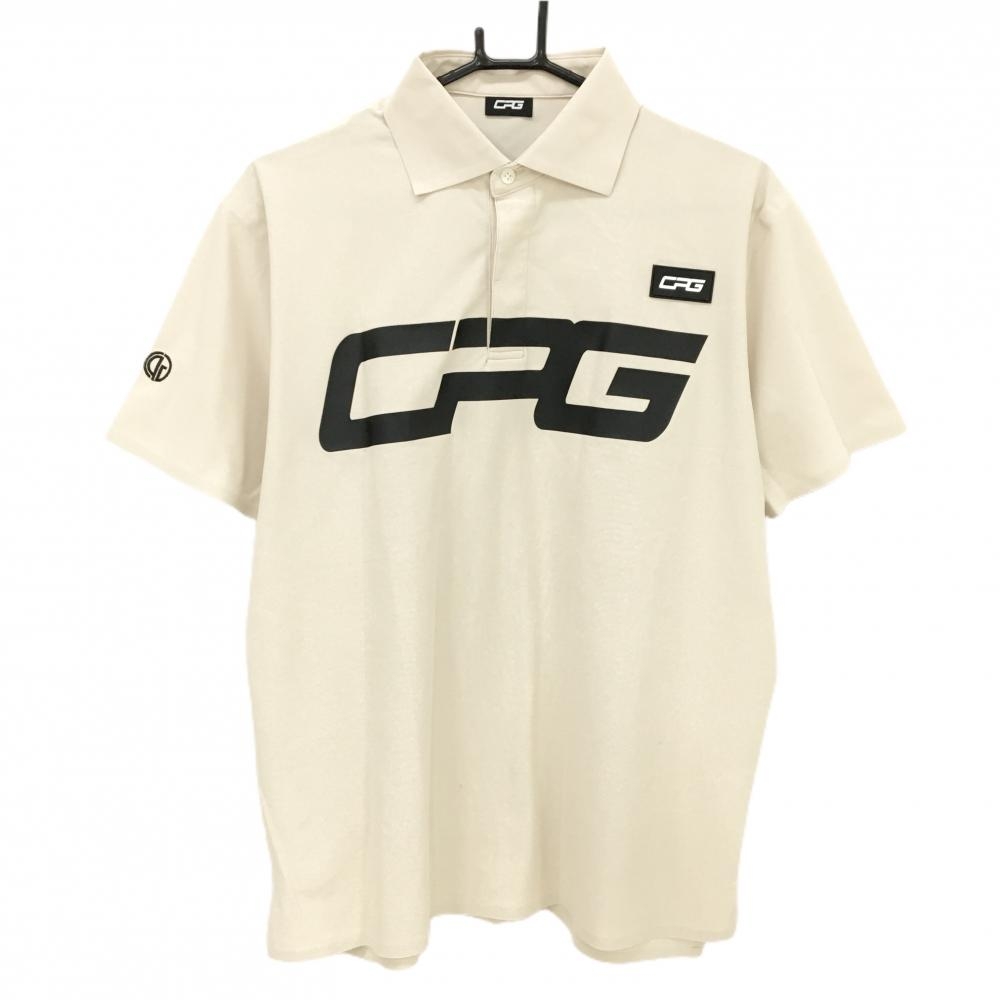 【美品】CPG 半袖ポロシャツ ベージュ×黒 ビッグロゴ  メンズ L ゴルフウェア CPG