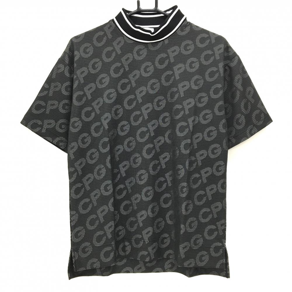 【新品】CPG 半袖ハイネックシャツ 黒×白 ロゴ総柄 メンズ 2(M) ゴルフウェア 2025年モデル CPG