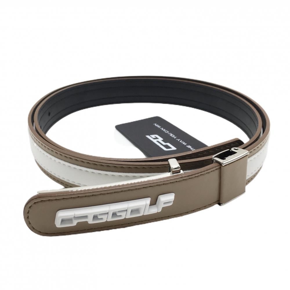 【新品】CPG トップ式ベルト ライトブラウン×白 立体ロゴ メンズ ONE ゴルフウェア CPG