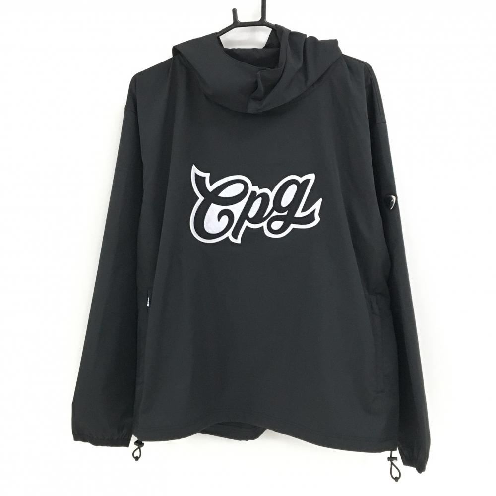 【新品】CPG フード付きブルゾン 黒×白 袖立体ロゴ フード着脱可 プルオーバー ドローコード メンズ 4(XL) ゴルフウェア 2024年モデル CPG