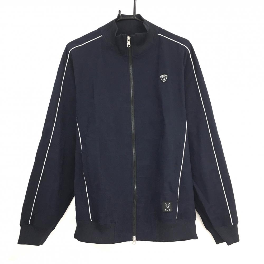 【超美品】CPG ジャケットブルゾン ネイビー ロゴ総柄地模様  メンズ 3(L) ゴルフウェア 2024年モデル CPG