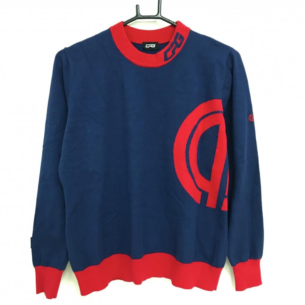 【美品】CPG セーター ネイビー×レッド ビッグロゴ ニット  レディース LL ゴルフウェア CPG