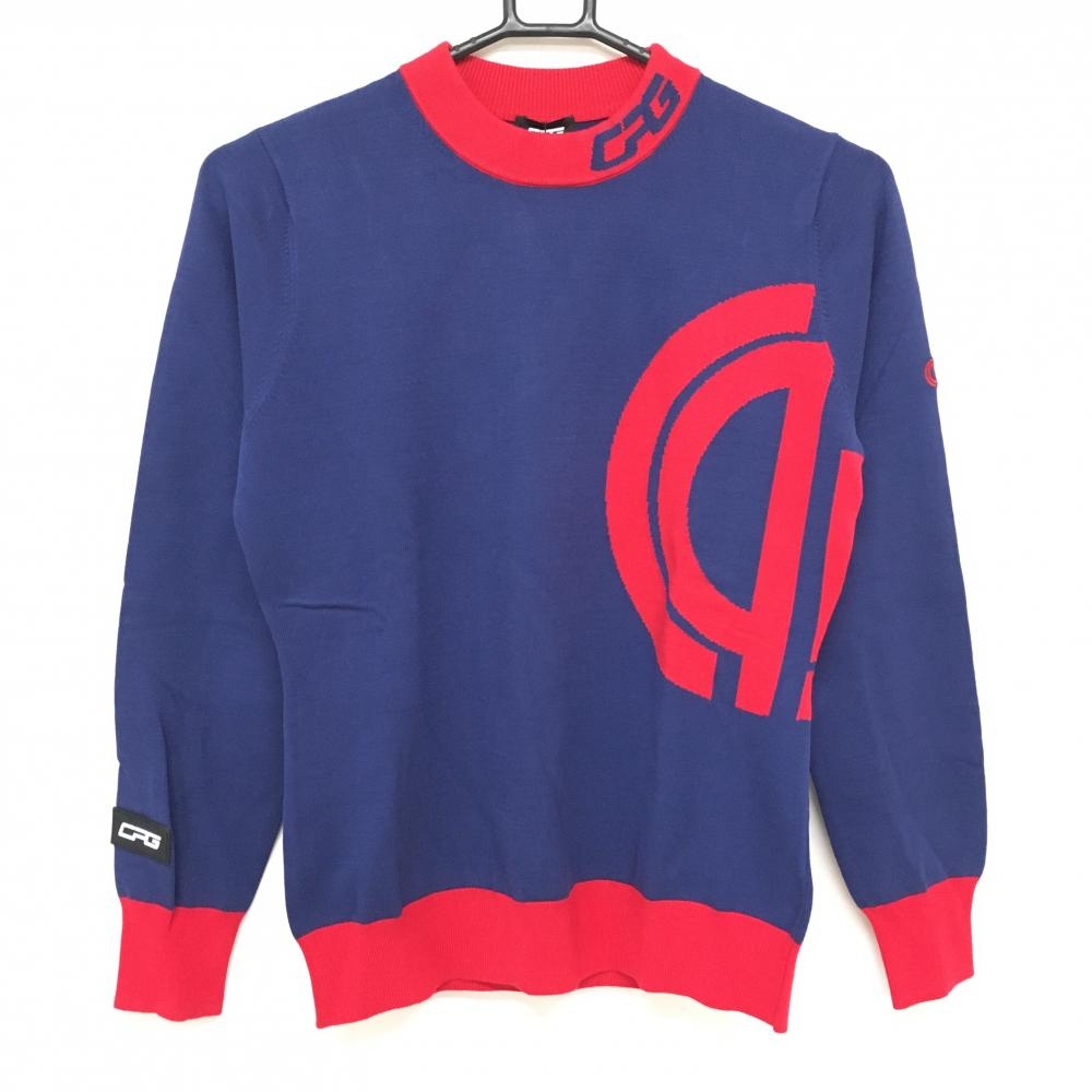 【新品】CPG セーター ネイビー×レッド ロゴ ニット レディース S ゴルフウェア CPG