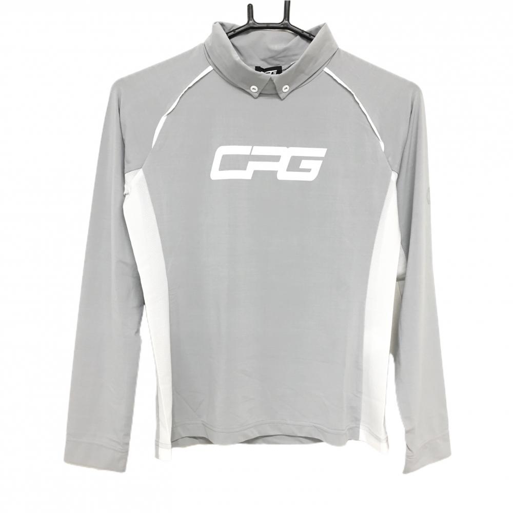 【新品】CPG 襟付長袖シャツ グレー×白 ロゴプリント レディース 1(S) ゴルフウェア CPG