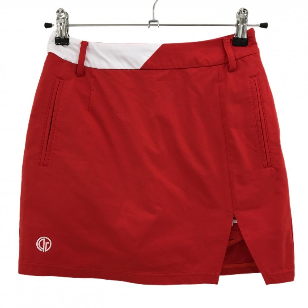 【超美品】CPG スカート レッド×白 内側インナーパンツ ロゴプリント ストレッチ レディース 1(S) ゴルフウェア 2023年モデル CPG