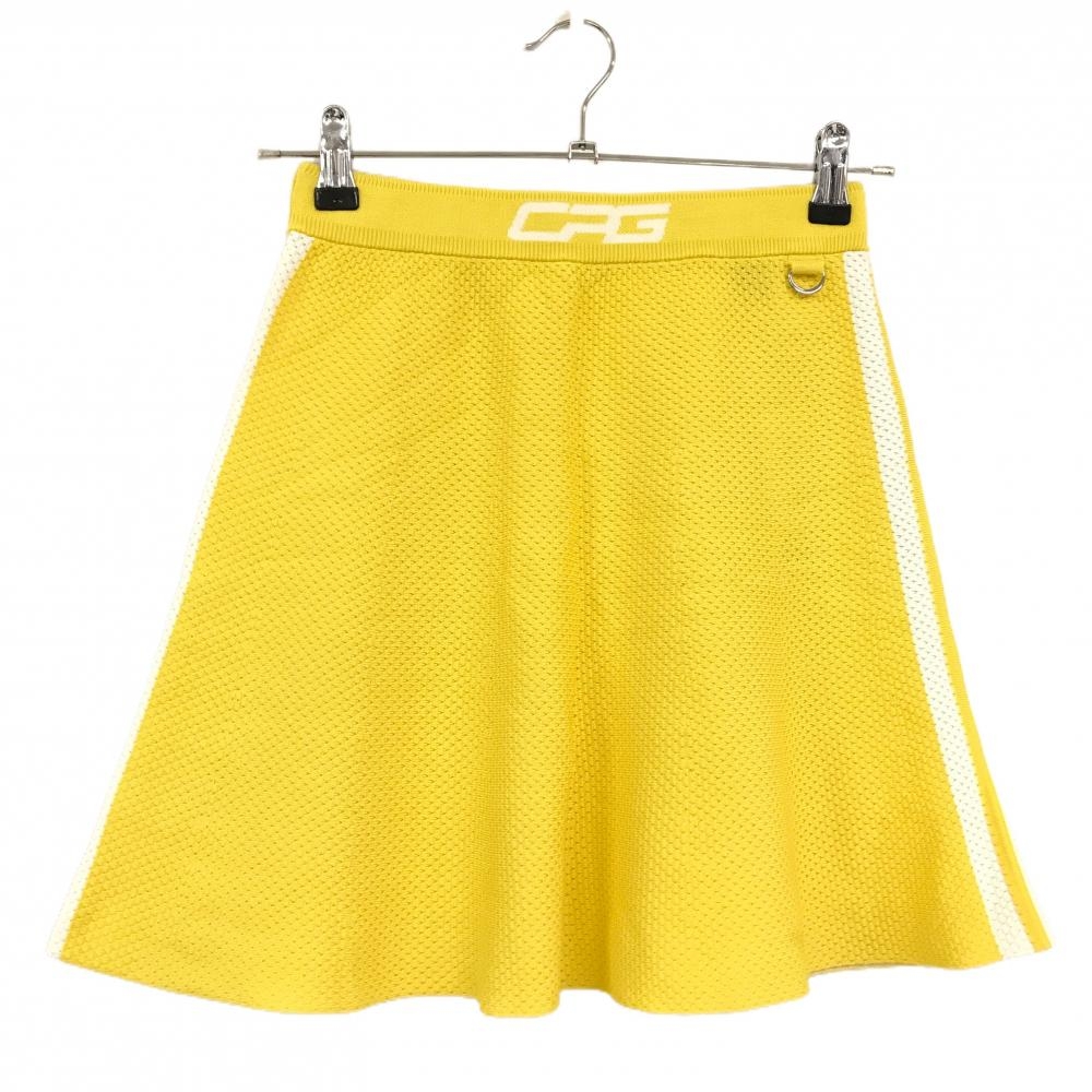 【美品】CPG ニットスカート イエロー×白 サイドライン レディース S ゴルフウェア CPG