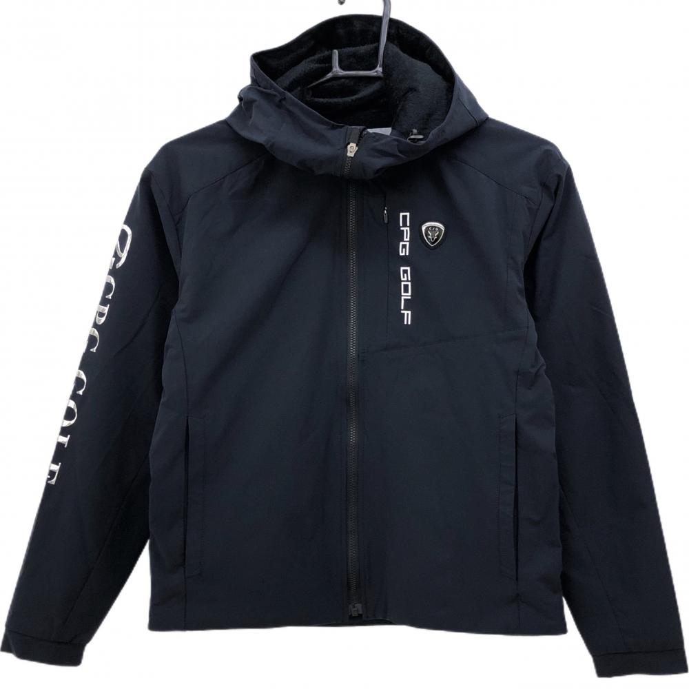 【新品】CPG フード付きジャケット ダークネイビー×シルバー 中綿一体型起毛裏地 立体ロゴ  レディース 1(S) ゴルフウェア CPG