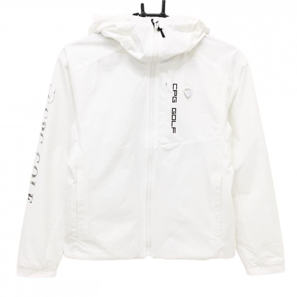 【新品】CPG フード付きジャケット 白×シルバー 中綿一体型起毛裏地 立体ロゴ  レディース 1(S) ゴルフウェア CPG