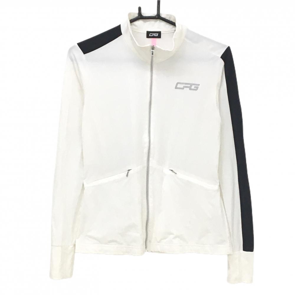 CPG ナイロンジャケット 白×黒 薄手 ドローコード レディース 2(M) ゴルフウェア CPG