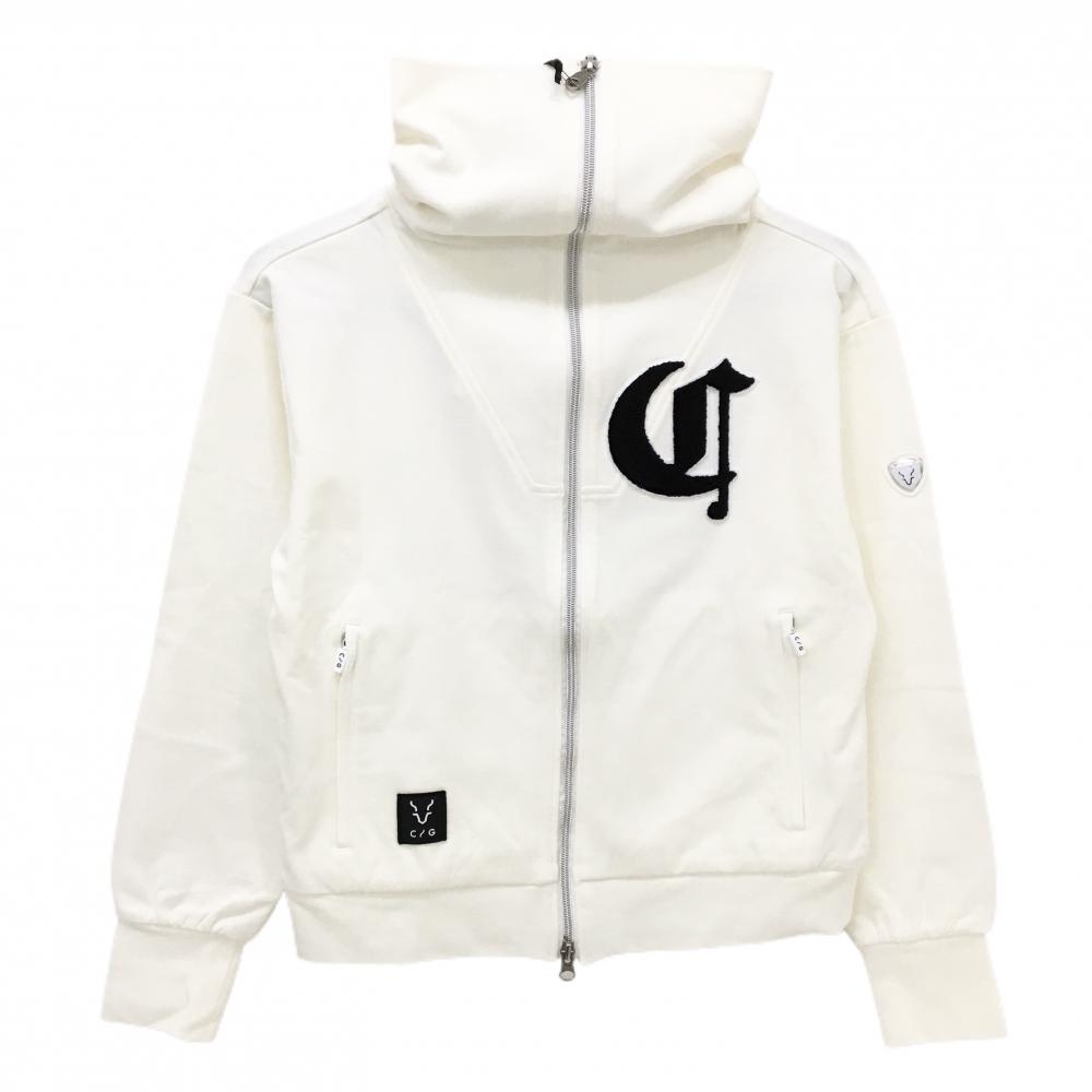 【新品】CPG ジャケット アイボリー×黒 裏微起毛 ロゴワッペン LUX-WARM レディース 1(S) ゴルフウェア 2024年モデル CPG