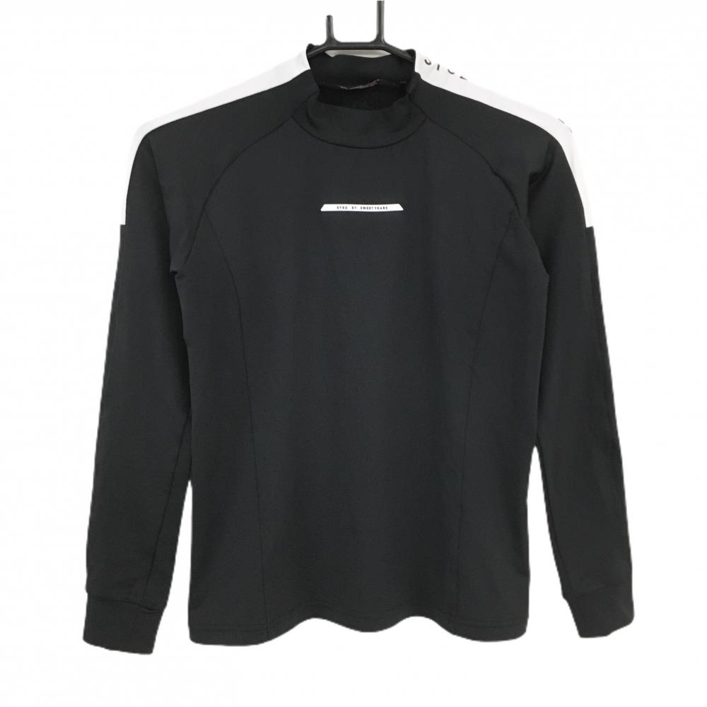 【超美品】SY32 長袖ハイネックシャツ 黒×白 肩ラインロゴ レディース S ゴルフウェア SY32 BY SWEET YEARS