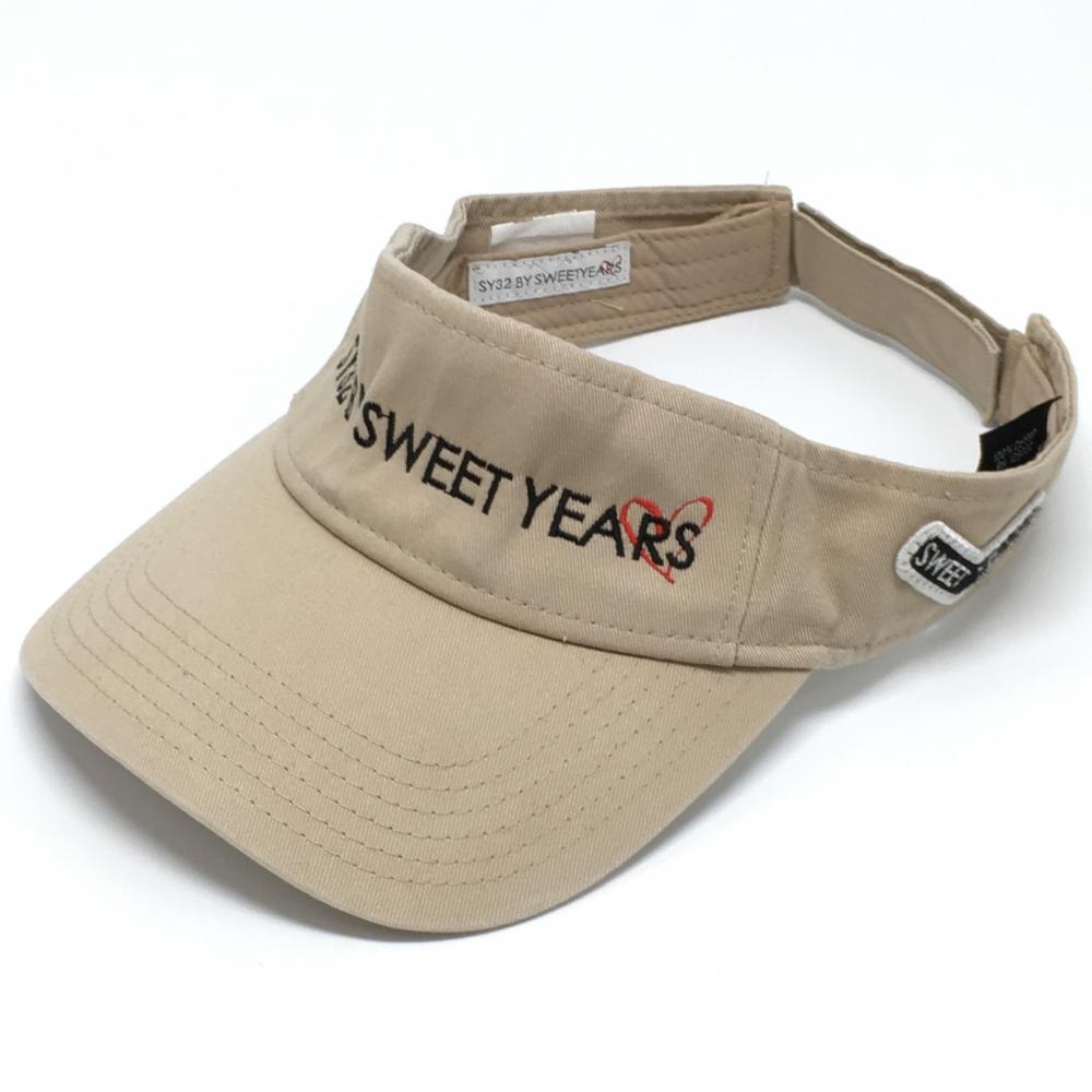 【美品】SY32 サンバイザー ベージュ OTTO 綿100％ ロゴ黒  One Size Fits Most   ゴルフウェア SY32 BY SWEET YEARS