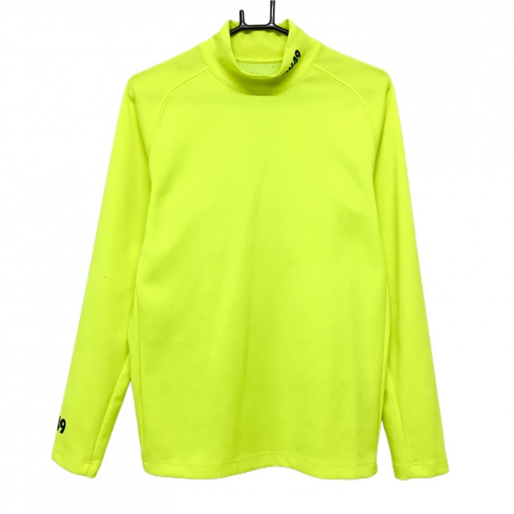 【美品】TFW49 長袖ハイネックシャツ 蛍光イエロー 後ろ身頃裏起毛 ストレッチ  メンズ L ゴルフウェア TFW49