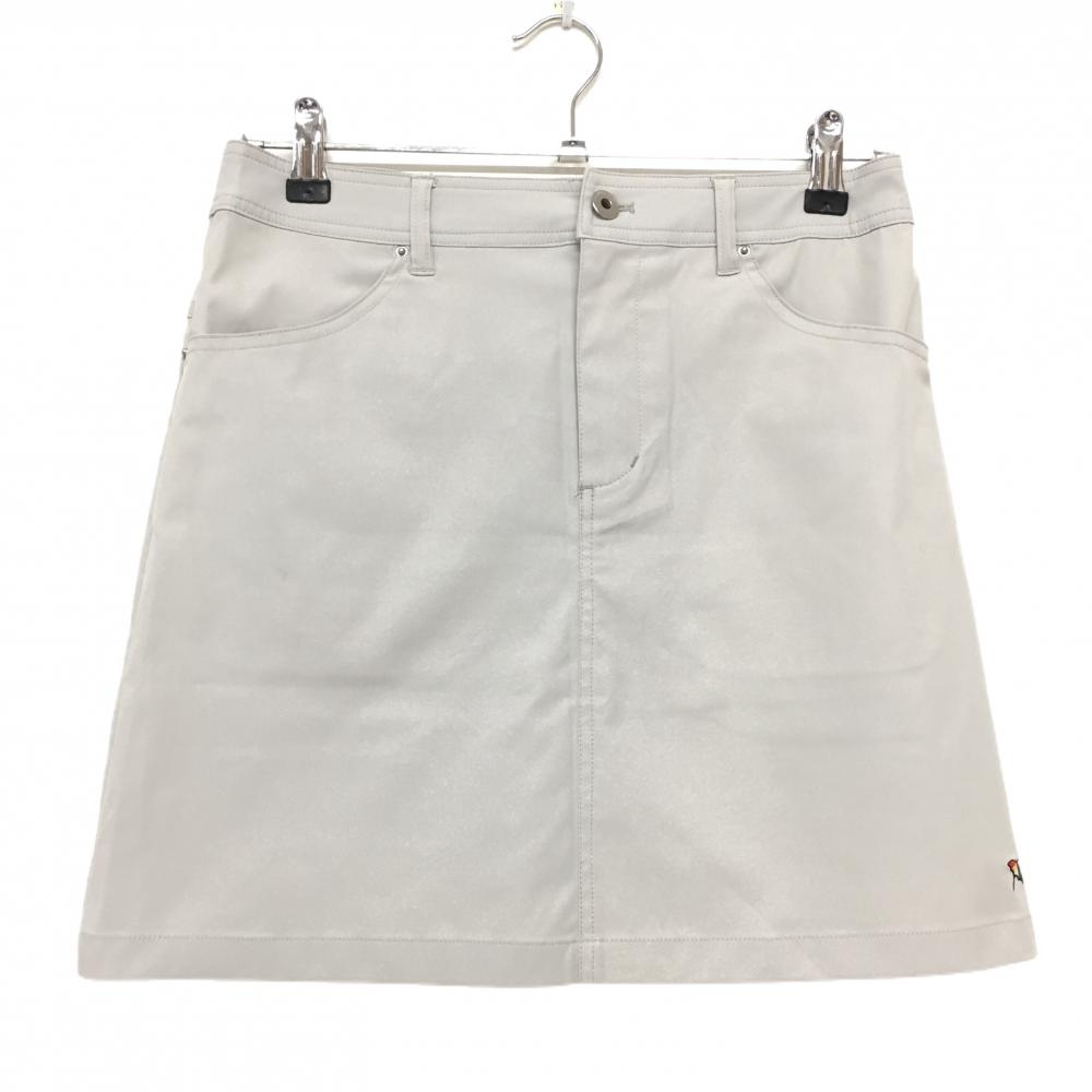【美品】アーノルドパーマーゴルフ スカート ライトグレー×黒 ストレッチ ロゴ レディース 11 ゴルフウェア Arnold Palmer