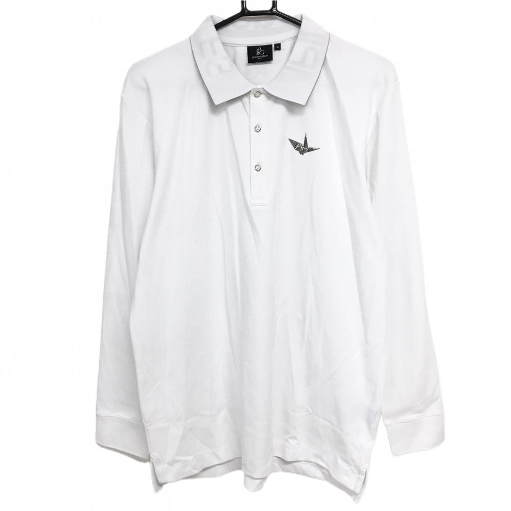 【超美品】ウノピゥウノウグァーレトレゴルフ 長袖ポロシャツ 白 襟裏ロゴ  メンズ VI(XL) ゴルフウェア 1PIU1UGUALE3 