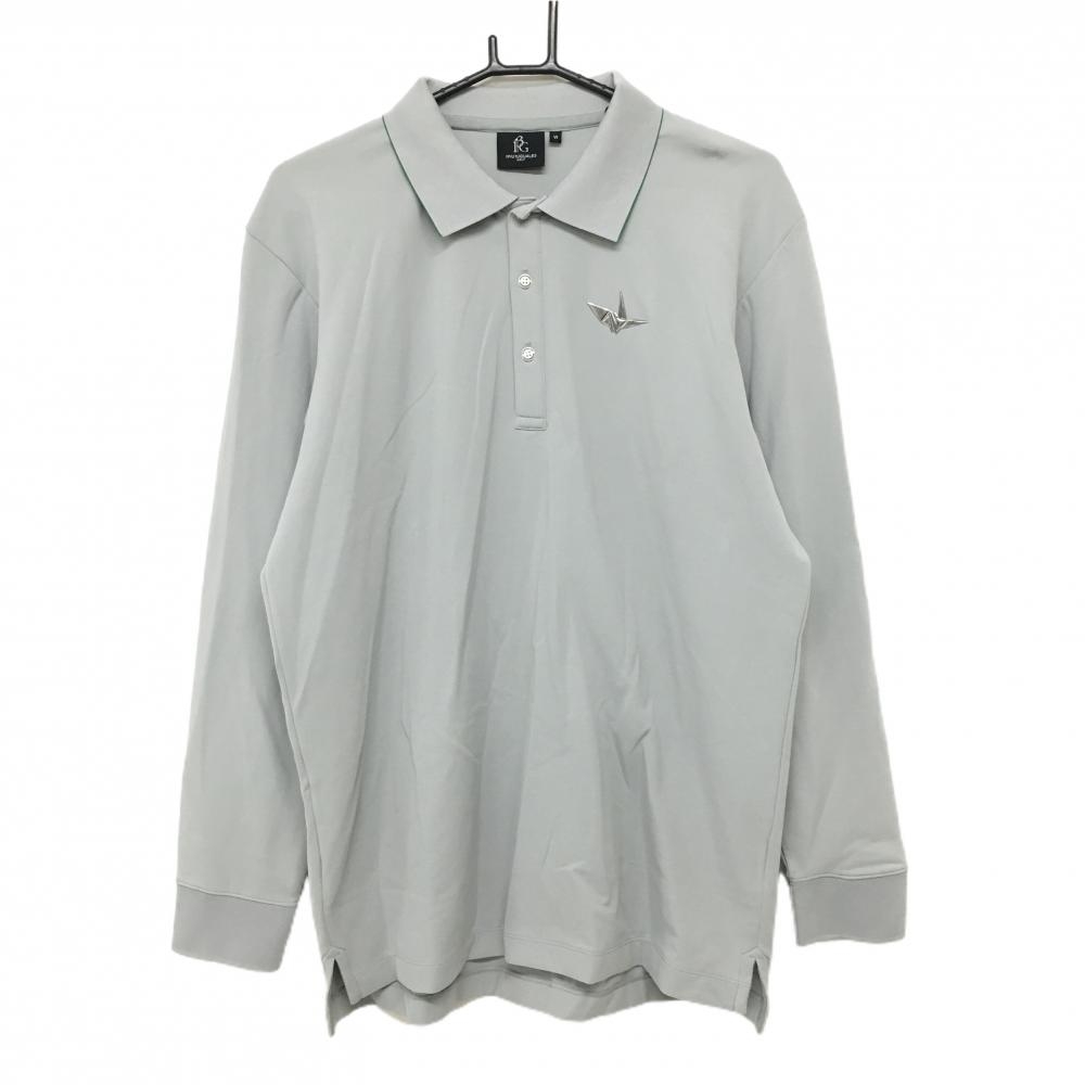 【超美品】ウノピゥウノウグァーレトレゴルフ 長袖ポロシャツ グレー 襟裏ロゴ メンズ VI(M) ゴルフウェア 1PIU1UGUALE3 
