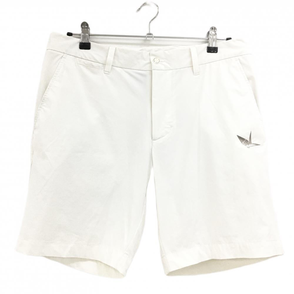【美品】ウノピゥウノウグァーレトレ ハーフパンツ 白 ポケット下ロゴ ストレッチ  メンズ VI(XL) ゴルフウェア 1PIU1UGUALE3 