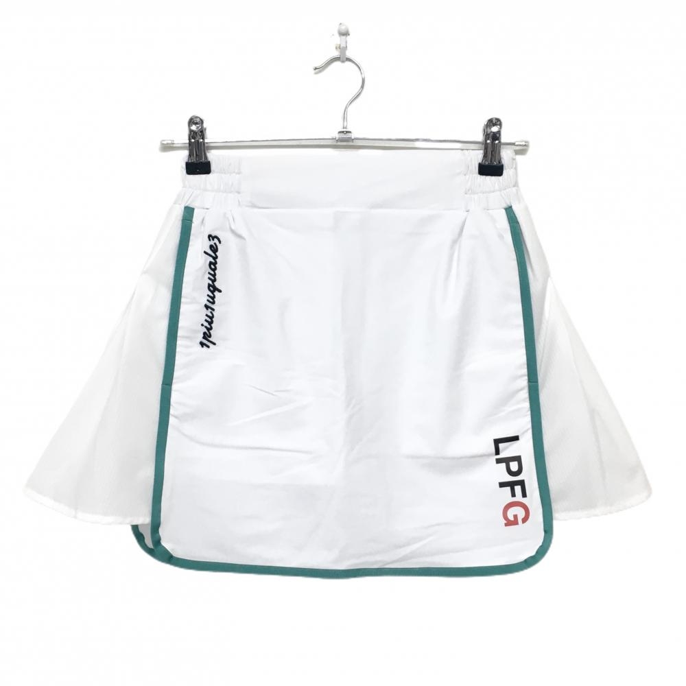 【超美品】ウノピゥウノウグァーレトレゴルフ スカート 白×グリーン サイドメッシュ調 レディース I(S) ゴルフウェア 1PIU1UGUALE3 