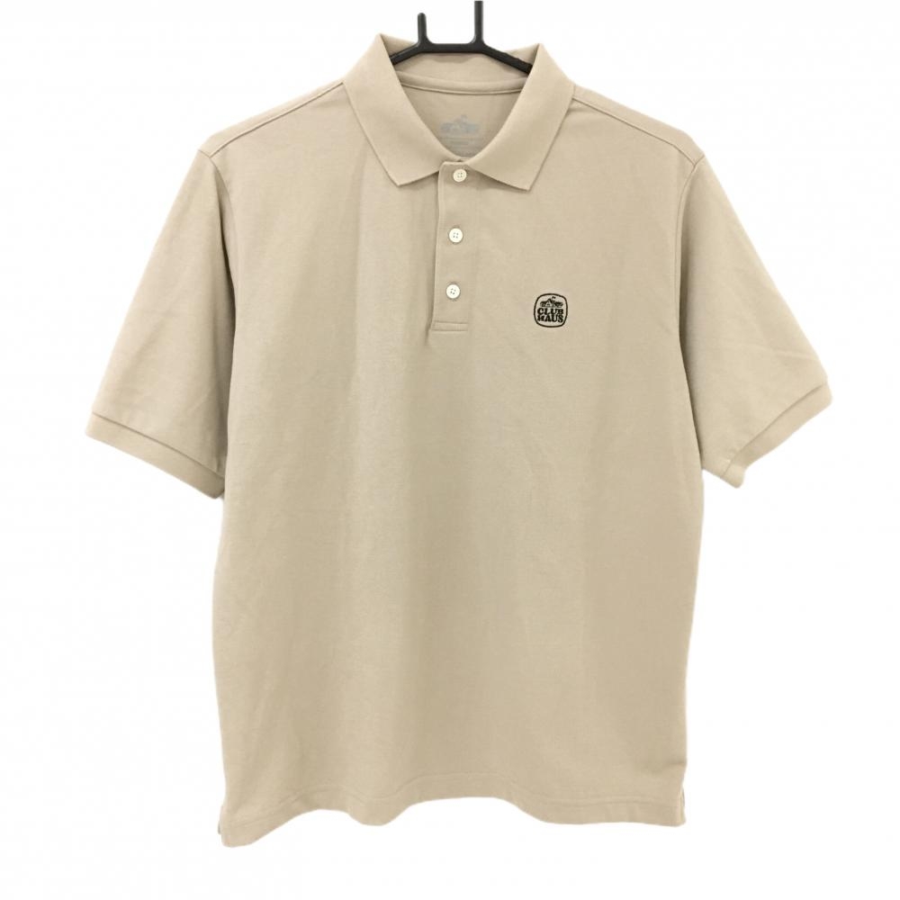【超美品】クラブハウス 半袖ポロシャツ ベージュ ロゴ刺しゅう メンズ Middle ゴルフウェア CLUBHAUS