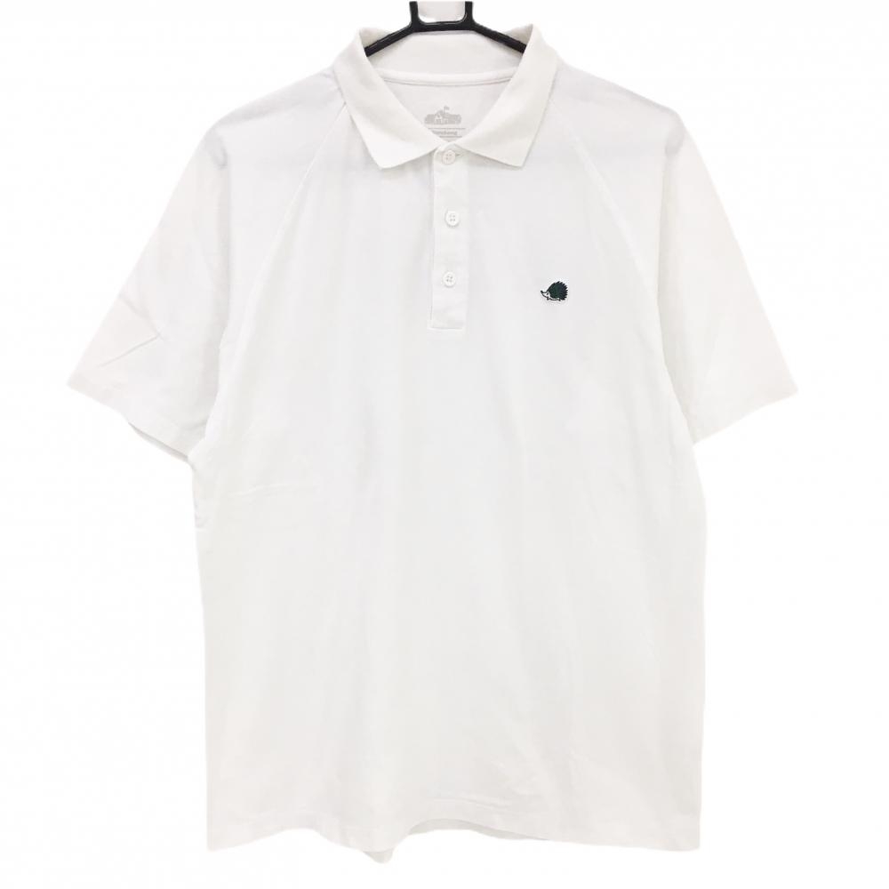 クラブハウス 半袖ポロシャツ 白×グリーン バックプリント コットン100% メンズ XL ゴルフウェア CLUBHAUS