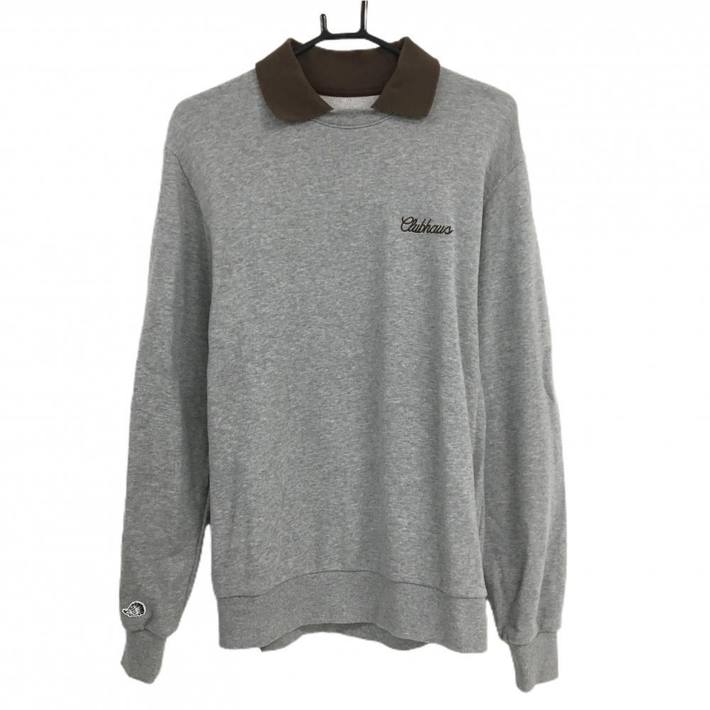 クラブハウス 襟付トレーナー グレー×ブラウン スウェット 綿100％  メンズ 3 ゴルフウェア CLUBHAUS
