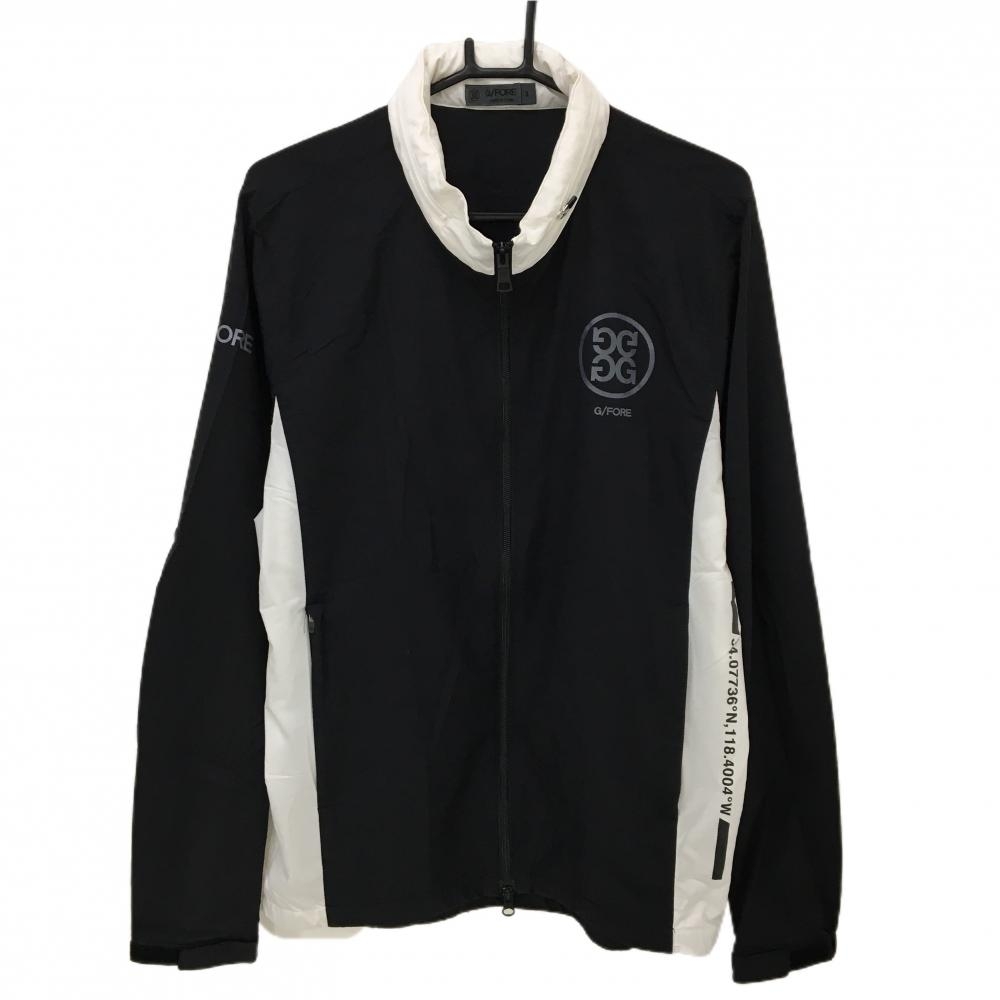 【美品】ジーフォア 2WAYジャケット 黒×白 フード収納可 薄手 メンズ 3(L) ゴルフウェア G/FORE