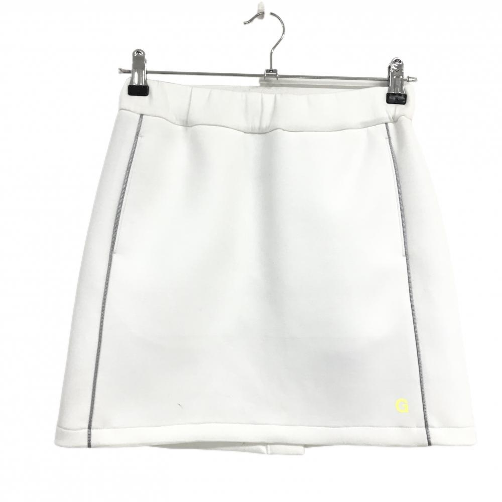 【新品】ジーフォア スカート 白×グレー×蛍光イエロー インナーパンツ付 ダンボールニット調 レディース 1036(s) ゴルフウェア G/FORE