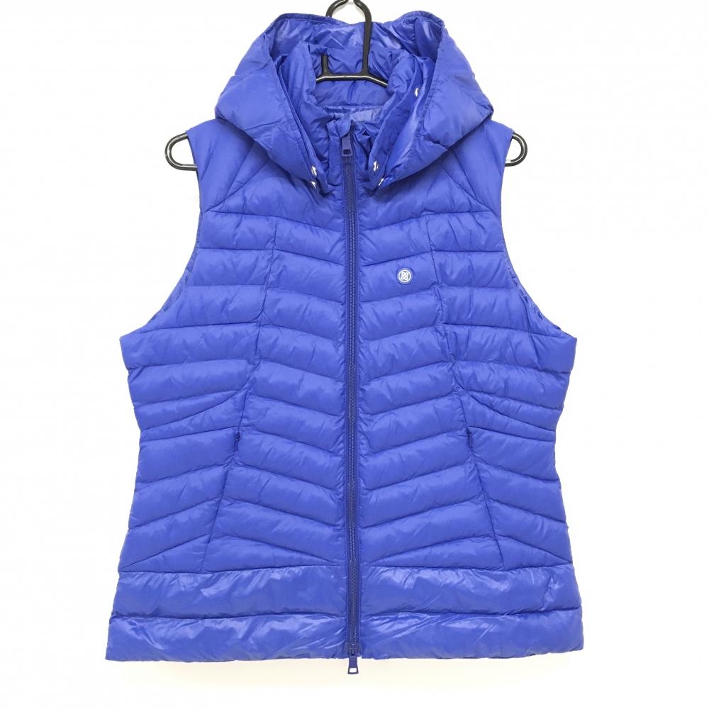 【超美品】ジーフォア フード付中綿ベスト ブルー ロゴ白 フード着脱可  レディース XL ゴルフウェア G/FORE