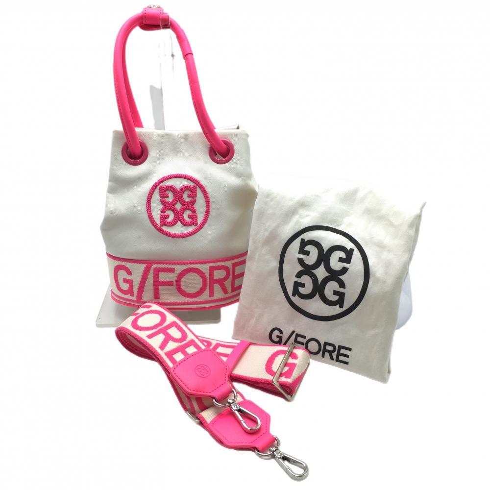 ジーフォア 2WAYショルダーバッグ 白×ピンク 巾着 カートバッグ ゴルフ G/FORE