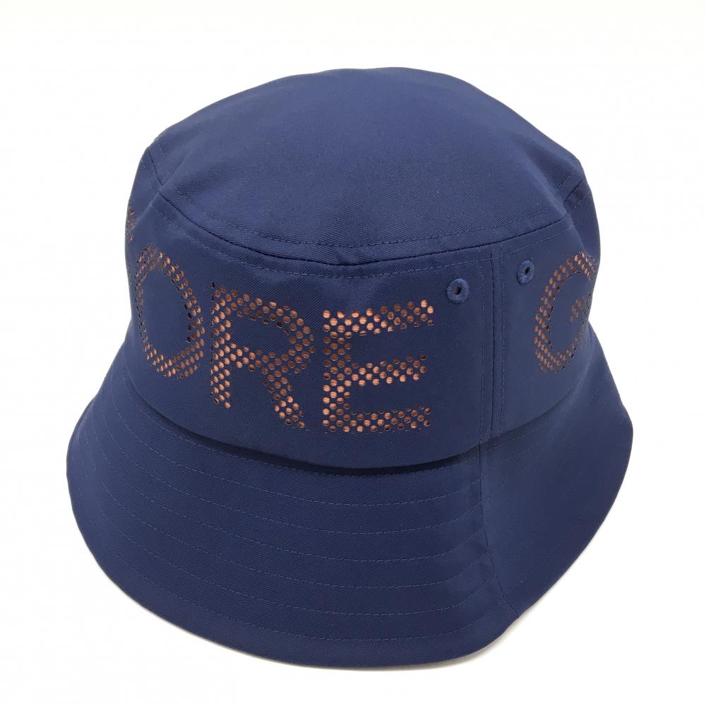 【超美品】ジーフォア バケットハット ネイビー×オレンジ ロゴパンチング   ゴルフウェア G/FORE