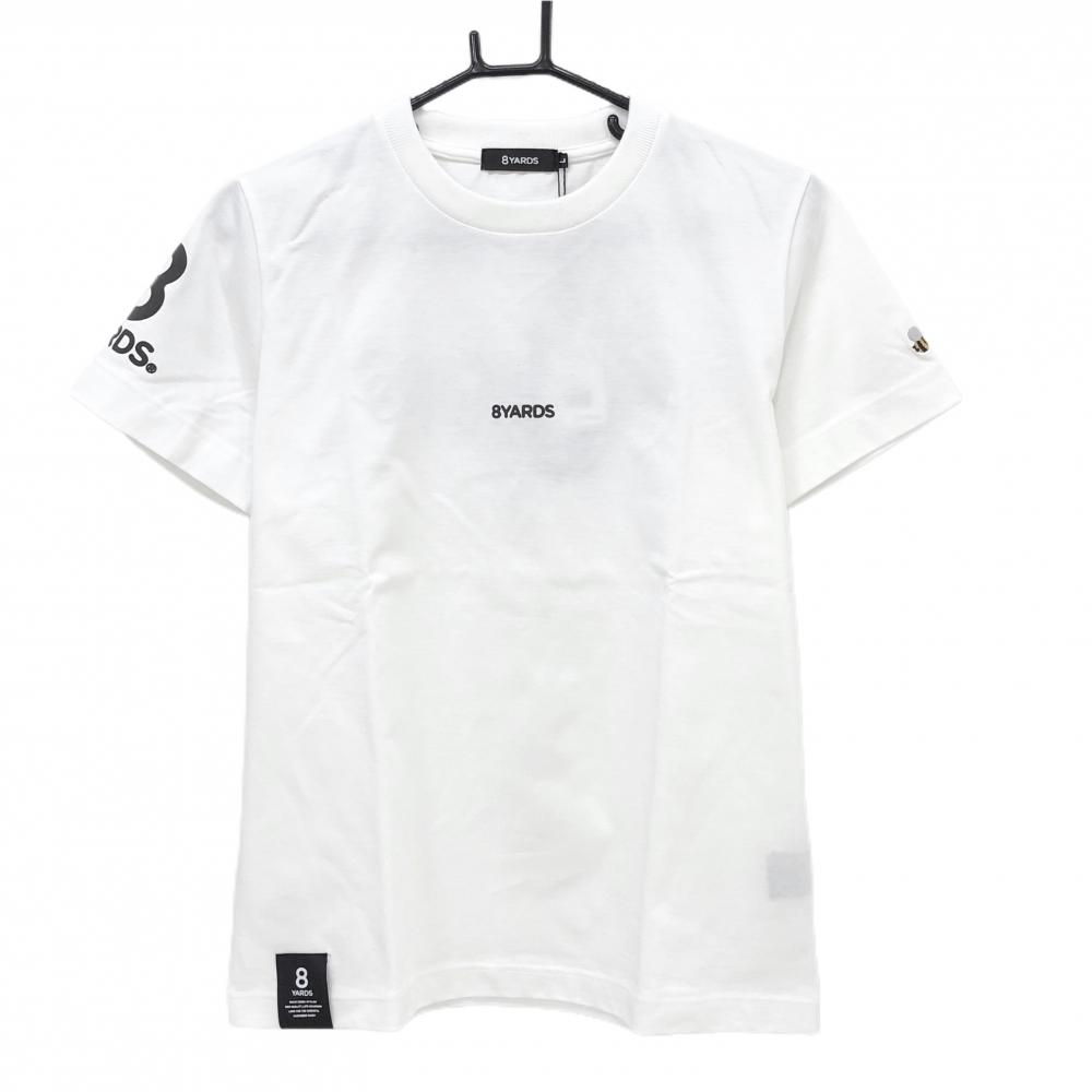 【新品】ハチヤーズ Tシャツ 白×黒 立体ロゴ オーガニックコットン レディース L ゴルフウェア 8YARDS