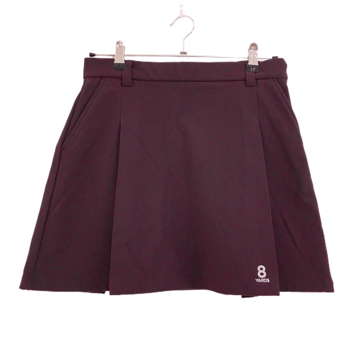 【超美品】ハチヤーズ スカート ボルドー系 ロゴグレー 裏起毛  レディース  ゴルフウェア 2024年モデル 8YARDS