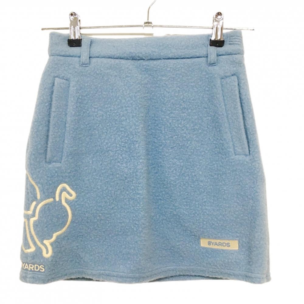 【美品】ハチヤーズ ボアスカート ライトブルー 後ろウエストゴム  レディース XS ゴルフウェア 8YARDS