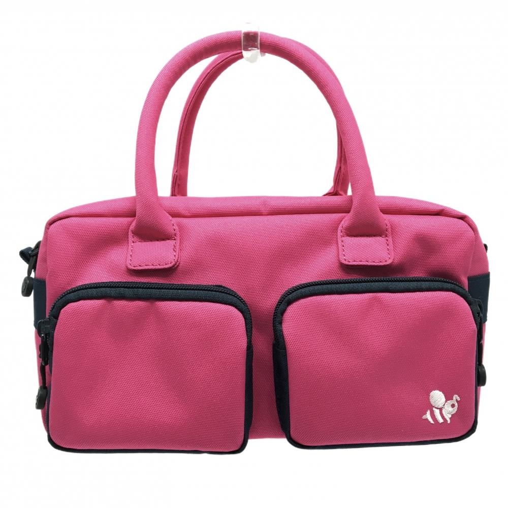 【美品】ハチヤーズ カートバッグ ピンク×ネイビー 内外ポケット ロゴ刺しゅう  ゴルフ 8YARDS