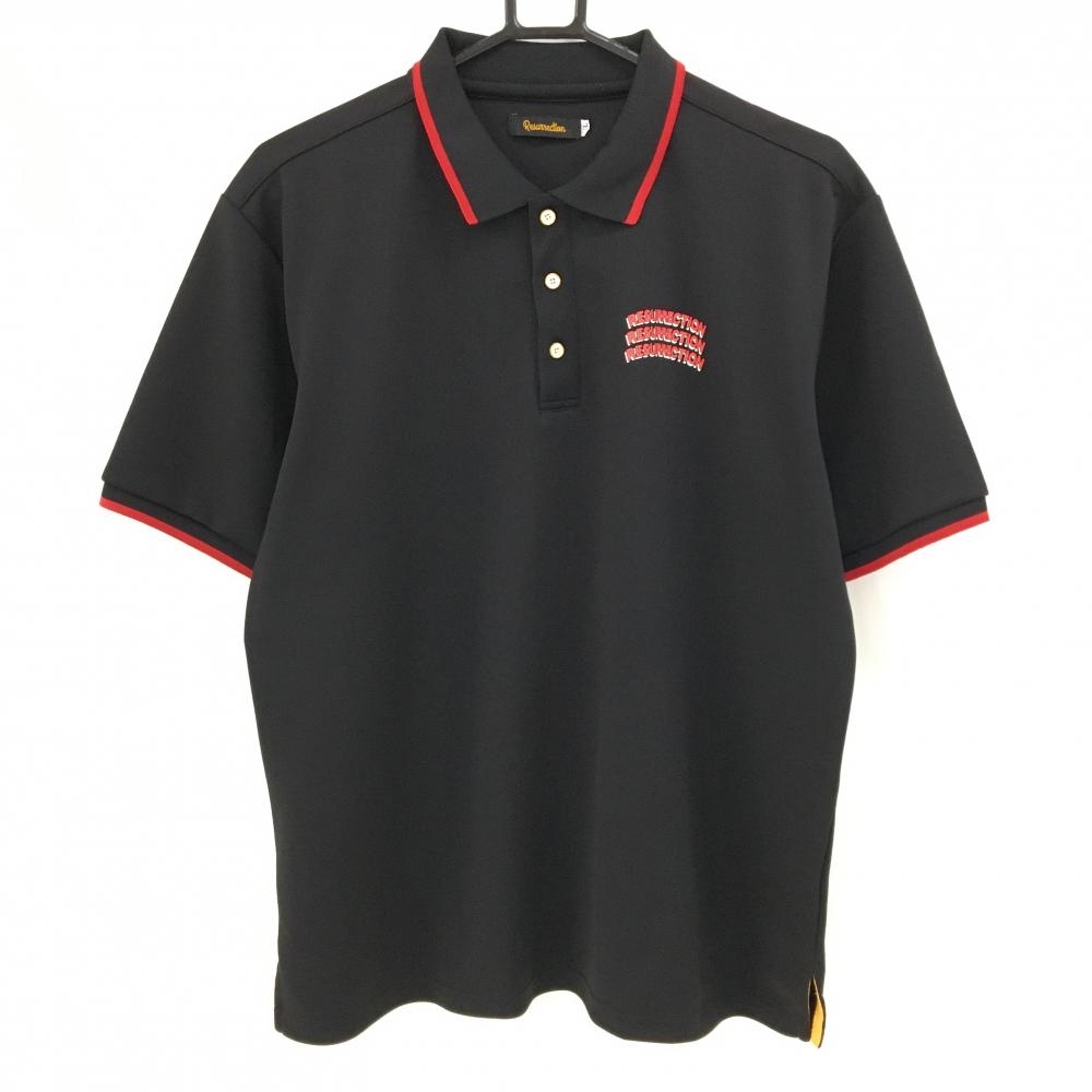 【美品】レザレクション 半袖ポロシャツ 黒×レッド メンズ XL ゴルフウェア Resurrection