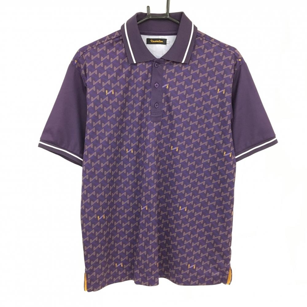 【超美品】レザレクション 半袖ポロシャツ パープル 身頃総柄 メンズ XL ゴルフウェア Resurrection