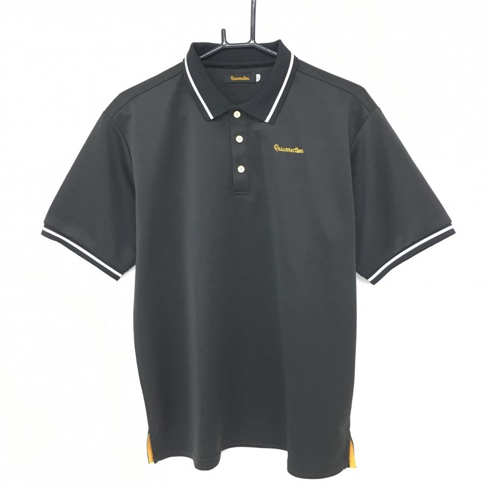 【美品】レザレクション 半袖ポロシャツ 黒 背面ロゴプリント メンズ XL ゴルフウェア Resurrection