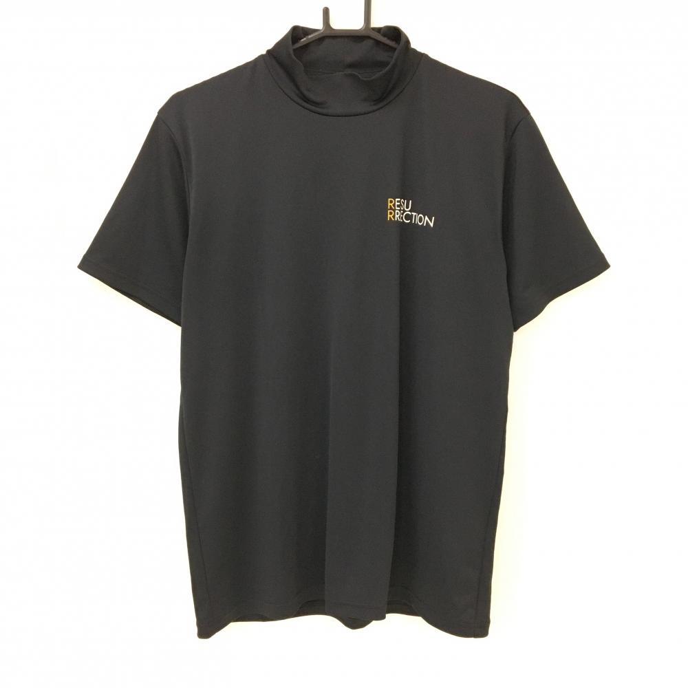 【超美品】レザレクション 半袖ハイネックシャツ 黒 バックプリント メンズ L ゴルフウェア Resurrection
