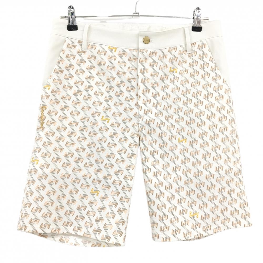 【美品】レザレクション ハーフパンツ 白×オレンジ系 総柄  メンズ M ゴルフウェア Resurrection